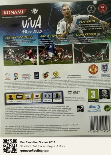Pro Evolution Soccer 2013 PlayStation 3, United Kingdom box back