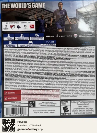 FIFA 23 PlayStation 4, NTSC box back