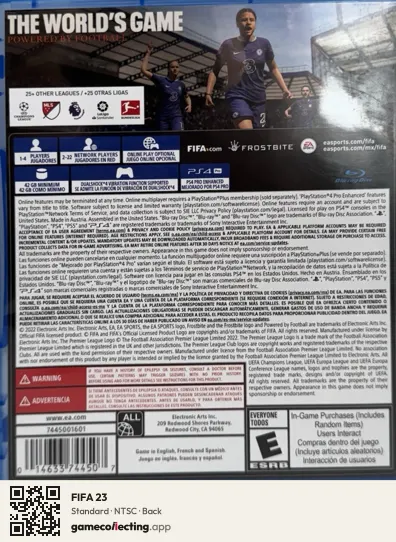 FIFA 23 PlayStation 4, NTSC box back