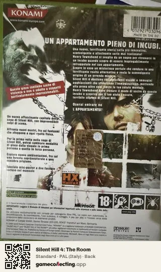 Silent Hill 4: The Room Xbox, Italy box back
