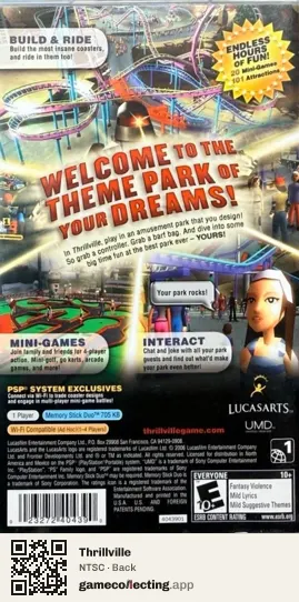 Thrillville PlayStation Portable, NTSC box back