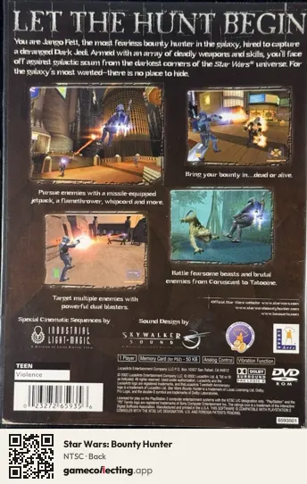 Star Wars: Bounty Hunter PlayStation 2, NTSC box back