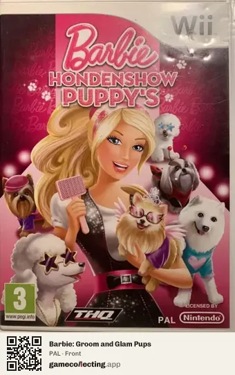 Barbie: Groom and Glam Pups Nintendo Wii, PAL box front