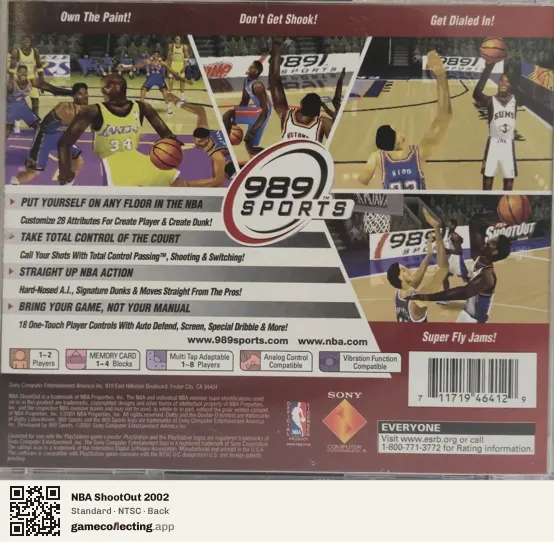 NBA ShootOut 2002 PlayStation, NTSC box back