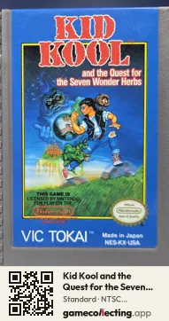 Kid Kool and the Quest for the Seven Wonder Herbs Nintendo Entertainment System, NTSC cartridge label