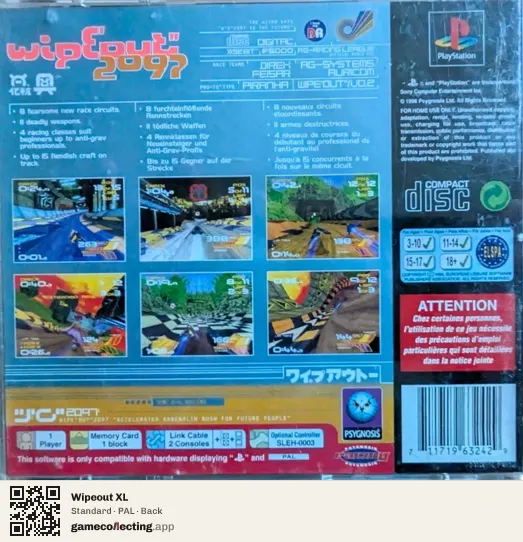 Wipeout XL PlayStation, PAL box back