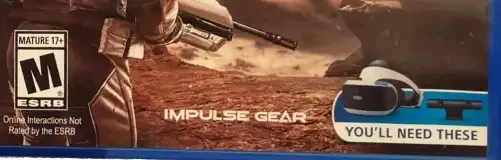 Farpoint, the ESRB box on its front