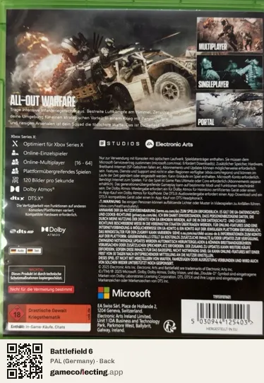Battlefield 6 Xbox Series X, Germany box back