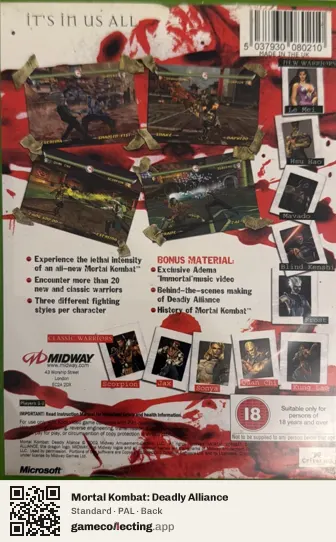 Mortal Kombat: Deadly Alliance Xbox, PAL box back