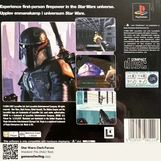 Star Wars: Dark Forces PlayStation, Italy box back