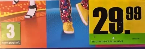 Just Dance 2014, the PEGI square on its front