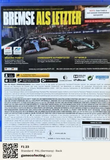 F1 23 PlayStation 5, Germany box back
