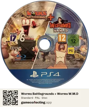 Worms Battlegrounds + Worms W.M.D PlayStation 4, PAL disc