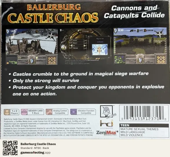 Ballerburg Castle Chaos PlayStation, NTSC box back