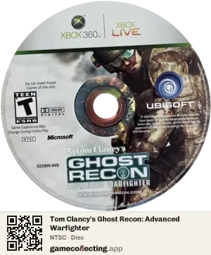 Tom Clancy's Ghost Recon: Advanced Warfighter Xbox 360, NTSC disc