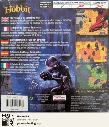 The Hobbit Game Boy Advance, PAL box back