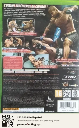 UFC 2009 Undisputed Xbox 360, France box back