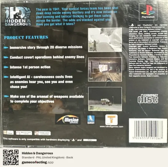 Hidden & Dangerous PlayStation, United Kingdom box back