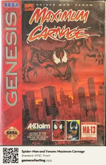 Spider-Man and Venom: Maximum Carnage Sega Mega Drive / Genesis, NTSC box front