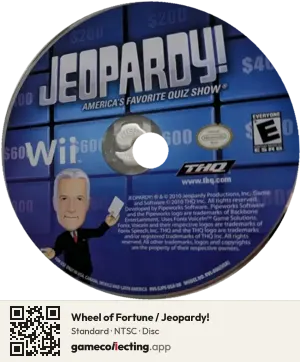 Wheel of Fortune / Jeopardy! Nintendo Wii, NTSC disc
