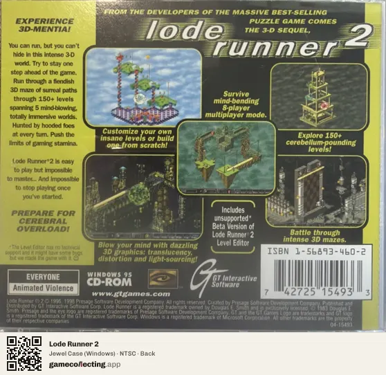 Lode Runner 2 Computer, NTSC box back