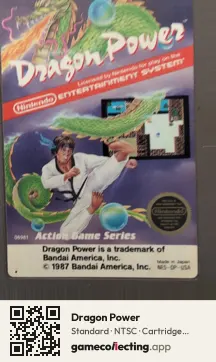 Dragon Power Nintendo Entertainment System, NTSC cartridge label