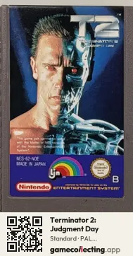Terminator 2: Judgment Day Nintendo Entertainment System, PAL cartridge label