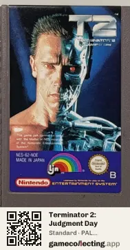 Terminator 2: Judgment Day Nintendo Entertainment System, PAL cartridge label