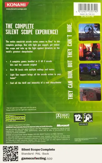 Silent Scope Complete Xbox, PAL box back