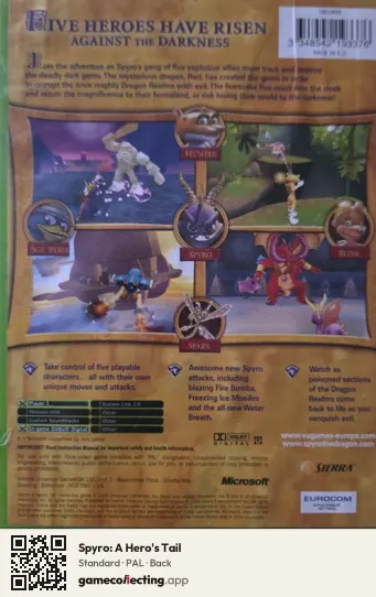 Spyro: A Hero's Tail Xbox, PAL box back