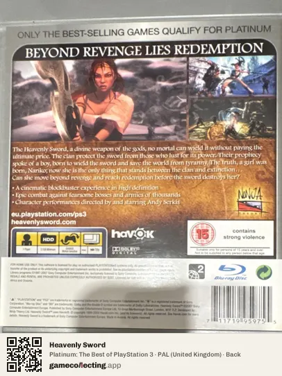 Heavenly Sword PlayStation 3, United Kingdom box back