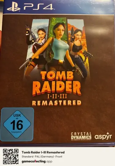 Tomb Raider I-III Remastered PlayStation 4, Germany box front
