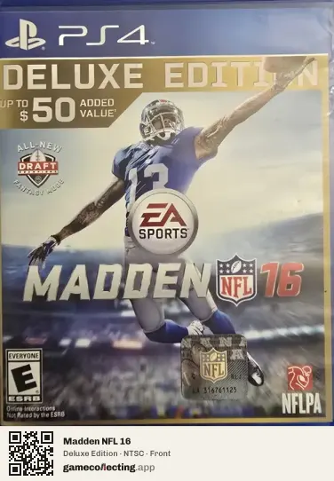 Madden NFL 16 PlayStation 4, NTSC box front