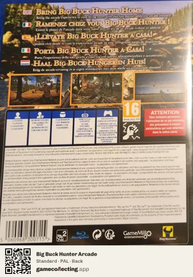 Big Buck Hunter Arcade PlayStation 4, PAL box back