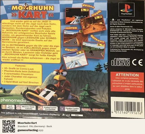 Moorhuhn Kart PlayStation, Germany box back