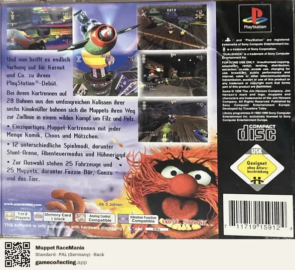 Muppet RaceMania PlayStation, Germany box back