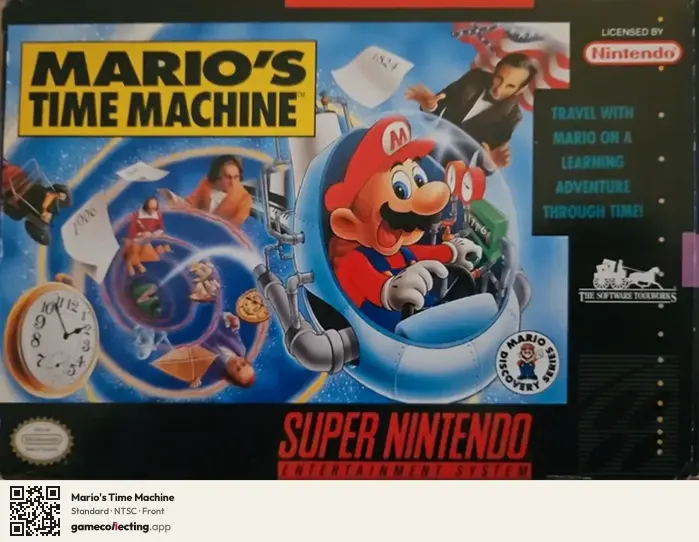 Mario's Time Machine Super Nintendo Entertainment System, NTSC box front