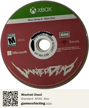 Wanted: Dead Xbox Series X, NTSC disc