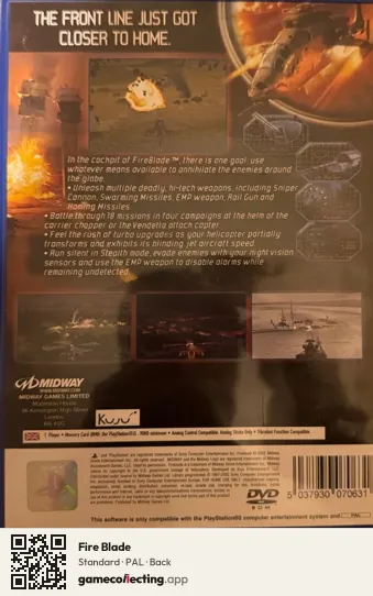 Fire Blade PlayStation 2, PAL box back