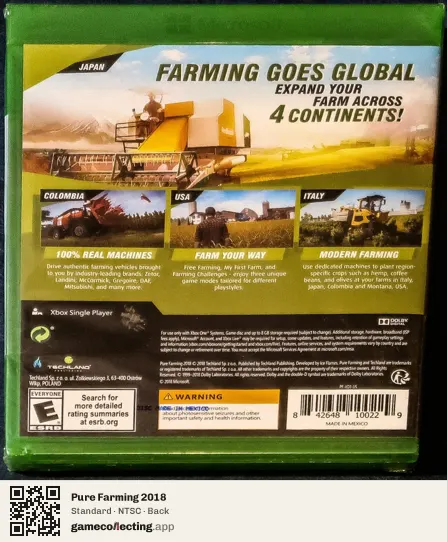 Pure Farming 2018 Xbox One, NTSC box back