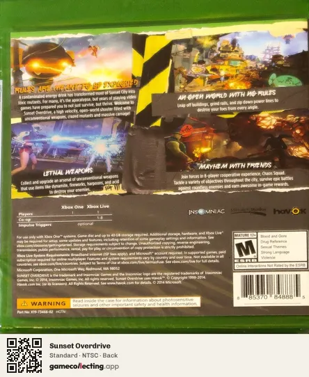 Sunset Overdrive Xbox One, NTSC box back