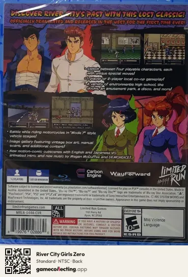 River City Girls Zero PlayStation 4, NTSC box back