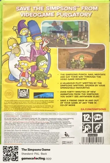 The Simpsons Game Xbox 360, PAL box back