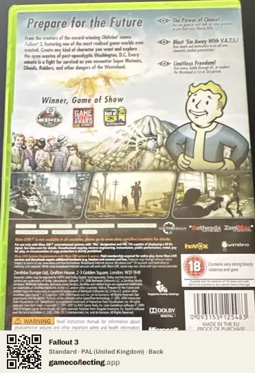 Fallout 3 Xbox 360, United Kingdom box back