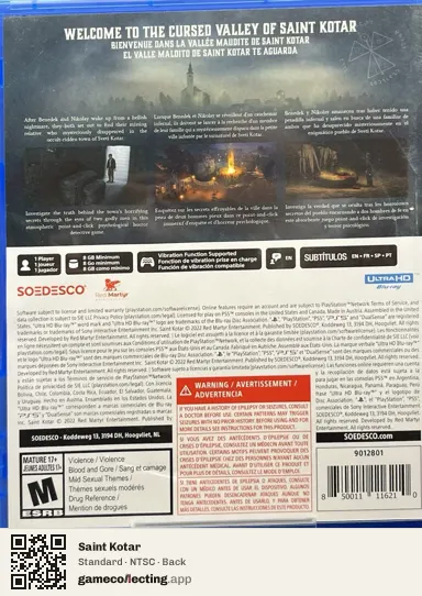 Saint Kotar PlayStation 5, NTSC box back