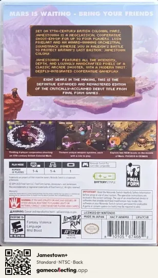 Jamestown+ Nintendo Switch, NTSC box back
