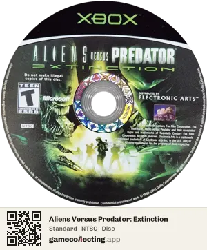 Aliens Versus Predator: Extinction Xbox, NTSC disc
