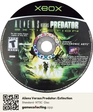 Aliens Versus Predator: Extinction Xbox, NTSC disc