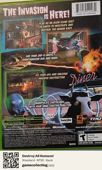 Destroy All Humans! Xbox, NTSC box back