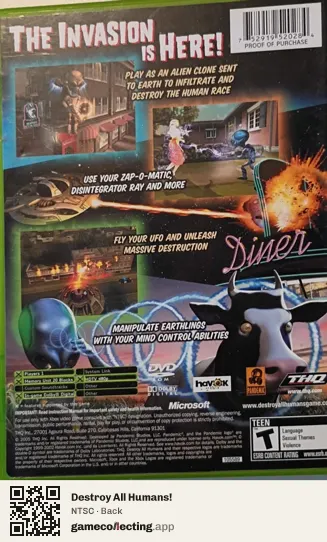 Destroy All Humans! Xbox, NTSC box back
